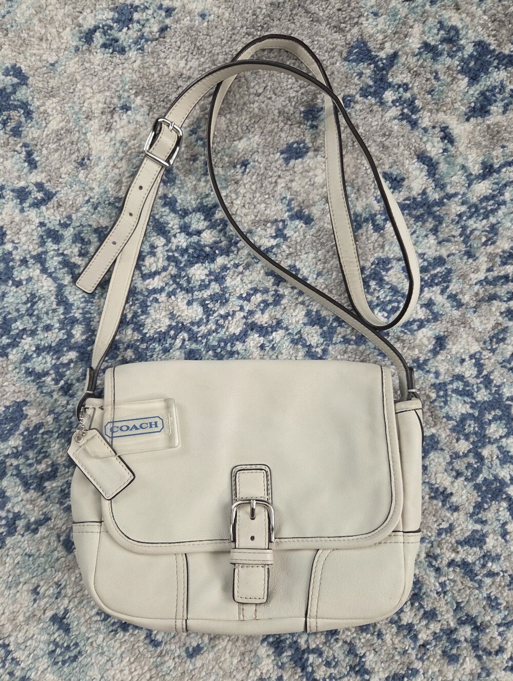 Coach Hadley White Leather Field Flap Small Crossbody Bag F29763 & Blue 2014